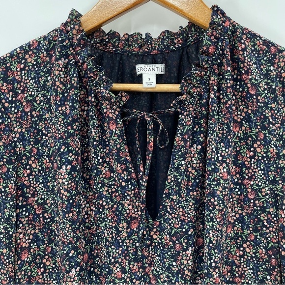 J. Crew Floral Long Sleeve Dress - Navy and Pink - Picture 3 of 12